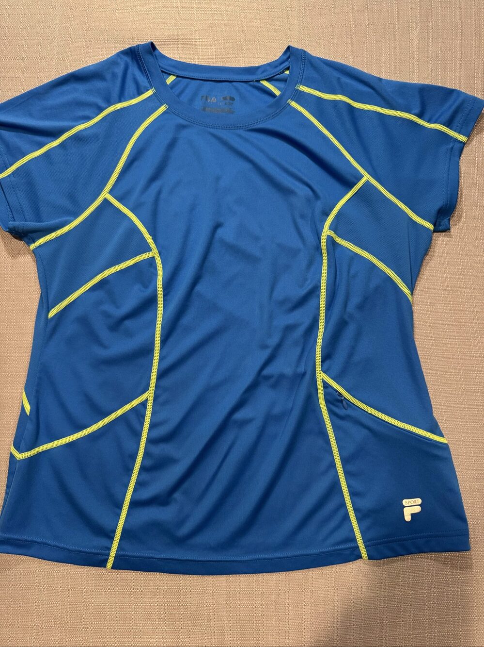 Women’s Fila Performance Long Sleeve Athletic Shirt – Blue Yellow – XL